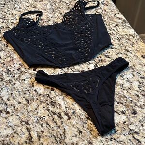 Victoria's Secret Black Lace Bra and panty Set